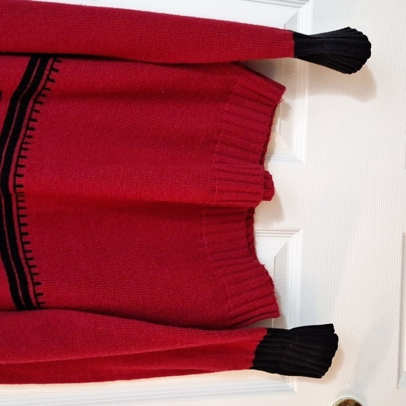 Vintage Evan Picone Red Turtleneck Black Roses Sz.L GUC - Picture 5 of 11